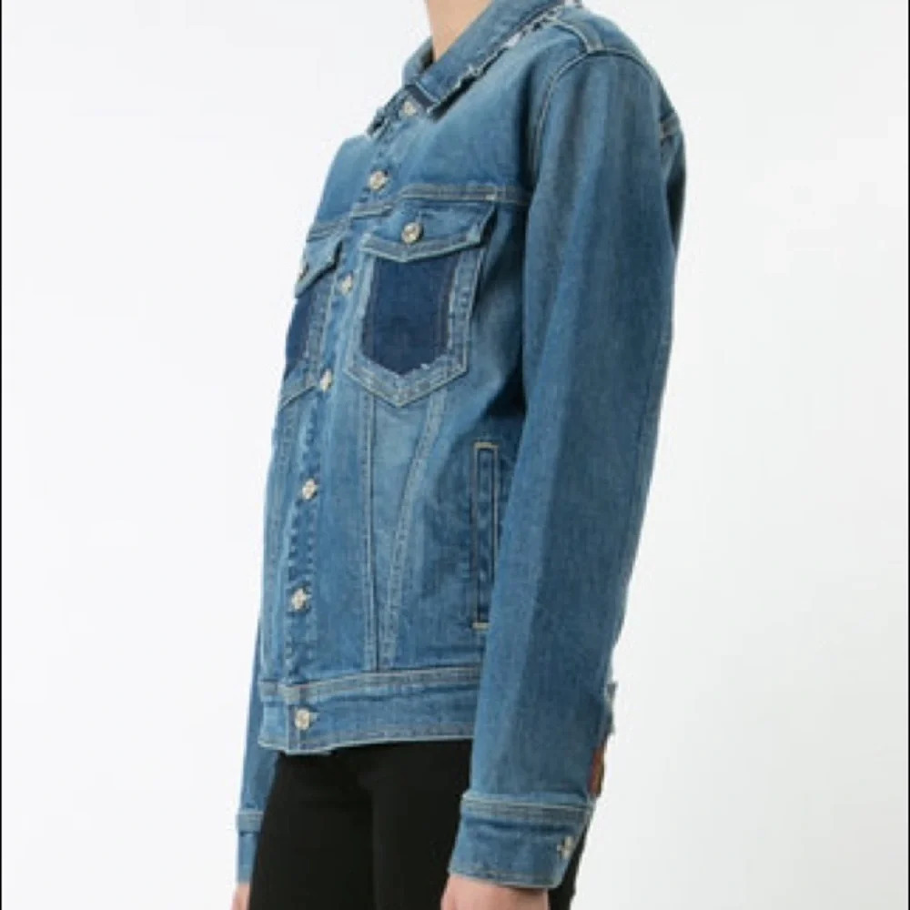 7 For All Mankind Raw Edge Collar Denim Jacket NWT - Picture 4 of 8